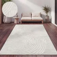 Paco Home Tapis d'extérieur résistant aux intempéries Balcon Salon Scandinave Boho Uni Dimensions 120 x 160 cm