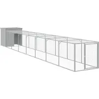 vidaXL Cage à poules avec enclos gris clair 110x813x110 cm Acier galvanisé