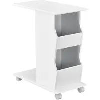En.casa [] Table d'appoint à roulettes 53x30x63cm Table basse Table basse de salon Blanc