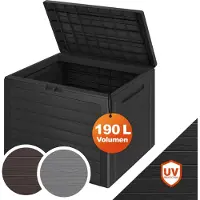 Casaria Coffre de jardin Lille anthracite 190L 78x43,8x55cm