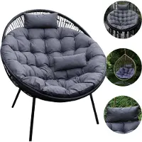 Blomster Coussin pour chaise suspendue, rembourrage pour balançoire Polyrattan / rotin, coussin rond pour panier suspendu - coussin de dossier-XXL 110 cm-gris foncé