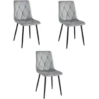 Leobert Chaise - - Libra - Velours Gris Argenté/Pieds Noirs - Lot De 3