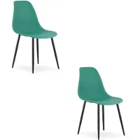 Leobert Chaise - - Wat - Vert/Pieds Noirs - 46 X 51 X 84 Cm - Lot De 2