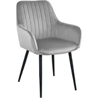 Leobert Chaise Valora SOLDEN Velours Gris Argent Pieds Noirs x1 - Chaise grise chic pour intérieurs élégants