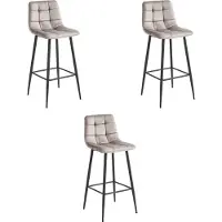 Leobert Hocker ARCETO - velours beige foncé / pieds noirs x 3