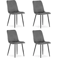 Leobert Chaise - - Lava - Velours Gris Foncé - 43 X 51 X 90 Cm - Lot De 4