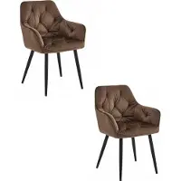 Leobert Chaise - - Jork - Velours Marron/Pieds Noirs - Lot De 2