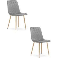 Leobert Chaise - - Turin - Velours Gris Clair/Pieds Bois - 44,5 X 53 X 87,5 Cm - Lot De 2