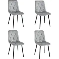 Leobert Chaise - - Libra - Velours Gris Argenté/Pieds Noirs - Lot De 4