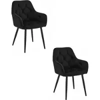 Leobert Chaise - - Jork - Velours Noir/Pieds Noirs - Lot De 2
