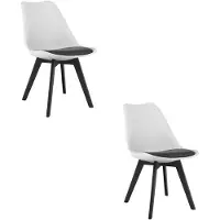 Leobert MARK chaise blanche noire / pieds noirs x 2