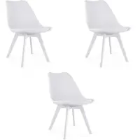 Leobert Chaise - - Mark - Blanc/Pieds Blancs - 49 X 43 X 82 Cm - Lot De 3