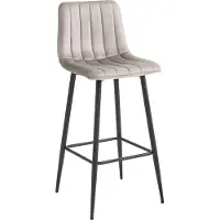 Leobert Tabouret De Bar - - Pozza - Velours Beige Foncé/Pieds Noirs - 43 X 49 X 104 Cm