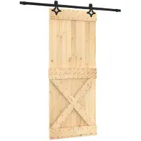 vidaXL Porte coulissante , finition naturelle et noire, 85 x 210 cm, pin massif