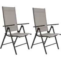 Lifetime Garden Lot De 2 Chaises De Jardin Santiago ¿ Chaise Pliante En Aluminium Et Textilène - Fauteuil De Jardin Réglables Sur 7 Positions ¿ Chaise Camping - Gris