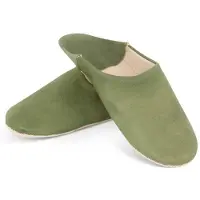 Safaary Babouche marocaine en cuir vert