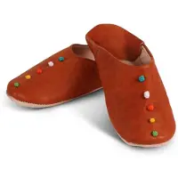 Safaary Chaussons marocains Pompons Naturel