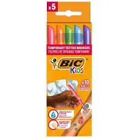 BIC Tatouages temporaires enfants, 6-12 ans, 5 marqueurs + 10 tampons,