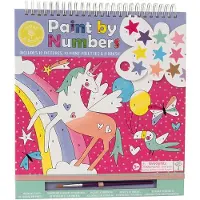 Floss & Rock Livre de coloriage avec aquarelles sur les chiffres, Paint by numbers Fantasy, 5 ans+,