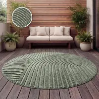 Paco Home Tapis d'extérieur Résistant aux intempéries Balcon Salon Scandinave Boho Unicolore Taille 160 cm Rond