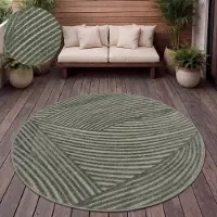 Paco Home Tapis d'extérieur Résistant aux intempéries Balcon Salon Scandinave Boho Unicolore Taille 120 cm Rond