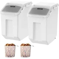 Vevor Conteneur de Stockage de Riz Grande Capacité 2 x 15 L Seau à Riz en PP avec 2 Tasses à Mesurer Boîte de Conservation Alimentaire Hermétique pour Nourritures d’Animaux de Compagnie Rangement