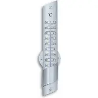 TFA 12.2029 Thermomètre analogique extérieur et intérieur en aluminium, Thermomètre + hygromètre, Argent