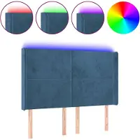 vidaXL Tête de lit LED bleu foncé 147x16x118/128 cm velours