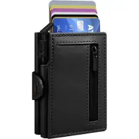 Nuvance Card Holder - Porte-cartes extensible avec protection RFID - 10 cartes - Porte-cartes hommes et femmes - Noir