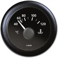 VDO 40-120°c 287.4-22.7 Ohm Temperature Indicator Instrument Argenté 52 mm