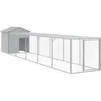 vidaXL Cage à poules avec enclos gris clair 117x609x123 cm Acier galvanisé
