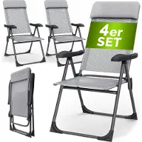 Casaria 4x chaise de jardin gris pliable en aluminiumm