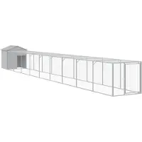 vidaXL Cage à poules avec enclos gris clair 117x1017x123 cm Acier galvanisé