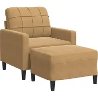 vidaXL Fauteuil avec pouf Marron 60 cm Velours