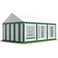 TOOLPORT 4x6 m Tente de réception / Barnum vert-blanc toile de haute qualité PVC 700 N