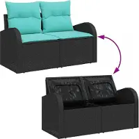 vidaXL Ensemble de canapé de jardin , 9 pièces, noir, en résine tressée