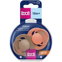 Lovi Prime, sucette, silicone, dynamique, Granola/Orange, 34/411, à partir de 18 mois, 2 pièces