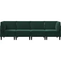 vidaXL Ensemble de salon avec coussins, 4 pièces, velours vert foncé
