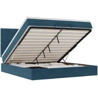 vidaXL Ottoman-lit avec matelas & LED bleu foncé 160x200 cm velours