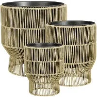 Mica Decorations Peta Pot Plante ¿ Lot de 3 ¿ Pot de Fleur Exterieur pour Fleurs et Plantes Exterieur ¿ Vert