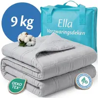 EL Life Couverture lestée 9kg 150 x 200cm - Couverture lourde - Couverture lestée - OEKO-TEX Coton - Gris clair