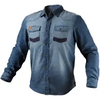Neo Hommes, Chemise, Chemise de travail 81-549 jeans / Taille : M, Bleu, (M)