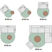 FRAAI Tapis rond à poils longs - Grand Lines Crème/Noir | Ø 220 cm | Rond | Pile haute