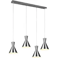TRIO Lampe suspendue Enzo Beam 4 lumières en acier inoxydable