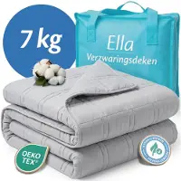 EL Life Couverture lestée 7kg 135 x 200cm - OEKO-TEX Coton - Gris clair