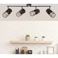 Brilliant Plafonnier noir KAMOLO | rampe de spots à quatre flammes avec douille E27 max. 40 watts | largeur 108 cm | métal