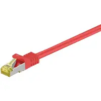 Pro Câble patch RJ45 CAT 6A S/FTP (PiMF), 500 MHz avec câble brut CAT 7, rouge, 3 m - gaine LSZH sans halogène, cuivre, connecteur RJ45 (CAT 6A)