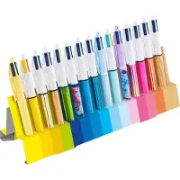 BIC 4-Farben-Kugelschreiber 4 Colours bunt, Schreibfarbe: blau, rot, grün, schwarz, pink, violett, t (1x)