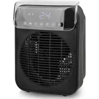 Emerio Aérotherme FH-215085.1 - 2 niveaux de chauffage - Thermostat réglable - Affichage numérique - Minuterie - 20 m² - IP21 - Noir