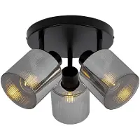 QAZQA Spot de plafond noir avec verre fumé rond 3 lumières orientables - Laura